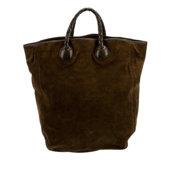 Bottega Veneta Intrecciato Large Top Handle Bag Vintage Brown Suede - Picture 2 of 15